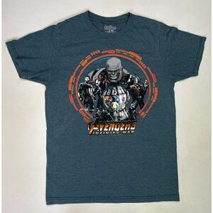 Marvel Comics Avengers Infinity War Thanos Graphic T-shirt Women Small Blue